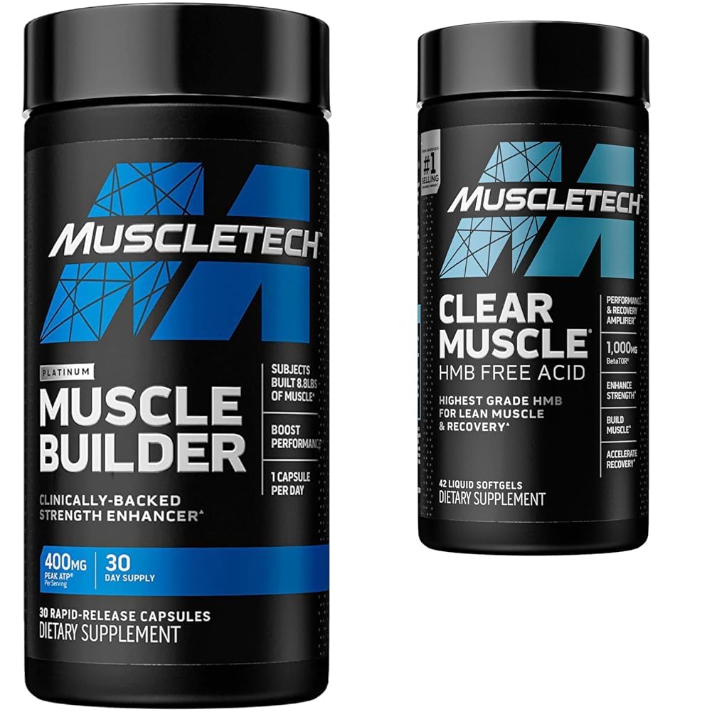 MuscleTech Muscle Builder med Peak ATP och Clear Muscle med HMB, Muscle Building Supplements for Men & Women, 30 + 42 Count