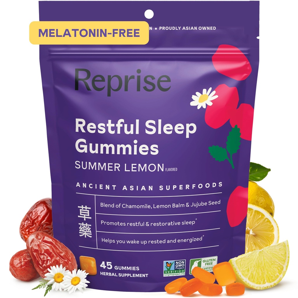 Melatonin Free Natural Sleep Aid Gummies för vuxna | NO Melatonin | Herbal Jujube & Chamomile, Lemon Balm - Deep Sleep Supplement & Relaxation för zzz, 45 Vegan Gummies (45 Gummies (1 Pack)