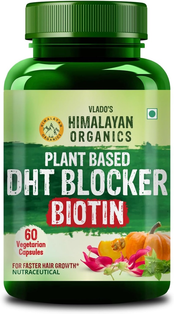 Himalayan Organics Plant-Based DHT Blocker med godhet av nässelblad | Främjar hårväxt | För Män och kvinnor - 60 Veg kapslar