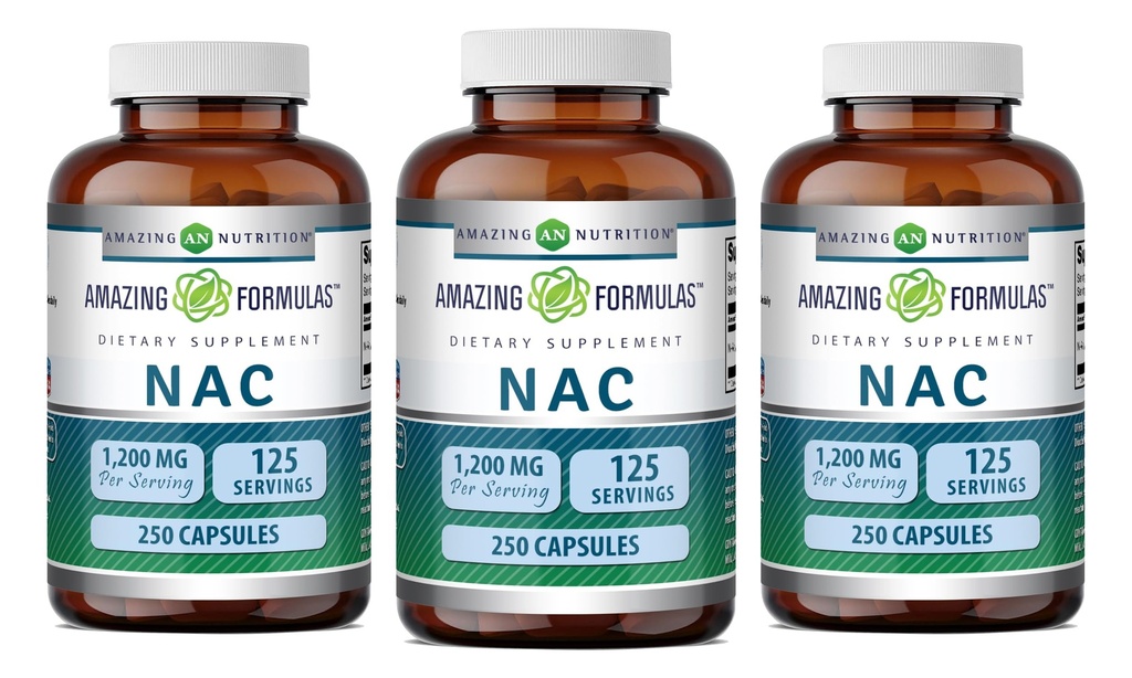 Fantastiska formler NAC 600 Mg | N-Acetyl Cysteine Supplement | Capsules | Non-GMO | Gluten Free | Made in USA (3 Pack, 250 Count)