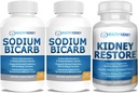 Natriumbikarbonat 650mg kapslar för syra lättnad, Alkalinitet 120 piller 2-pack + njuråterställ njurrening och njurhälsotillskott, 60 caps