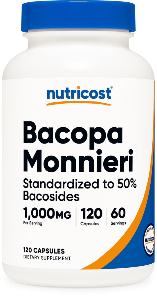 Nutricost Bacopa Monnieri 1000mg, 120 kapslar (60 portioner) - Icke-GMO, Glutenfri och vegetarisk vänlig