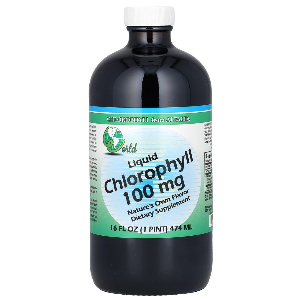 World Organics Chlorophyll Supplement Liquids, 100 mg, 16 Ounce, 16 Fl Oz (Pack av 1)