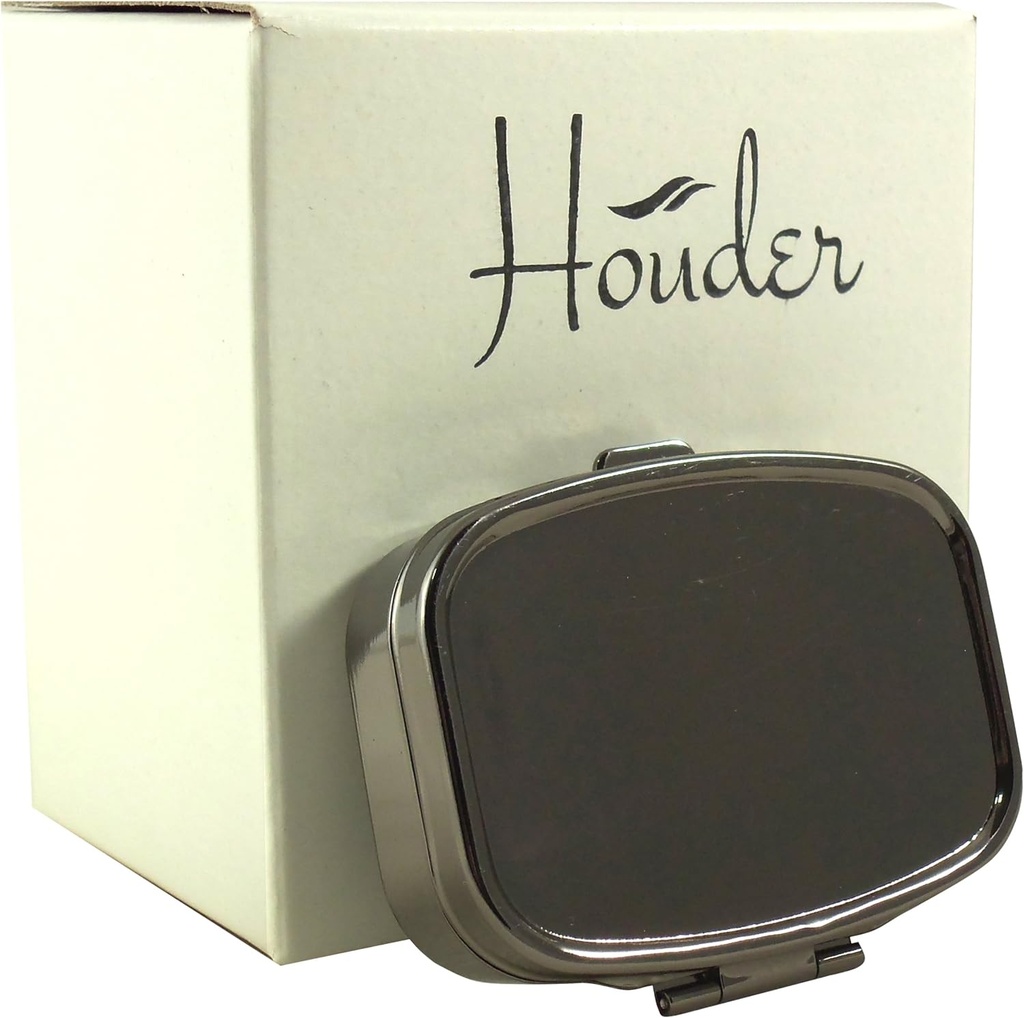 Houder Classy Gray Metal Pill Box Decorative Pill Case med Gift Box - Bär dina Meds i stil (Rectangular)