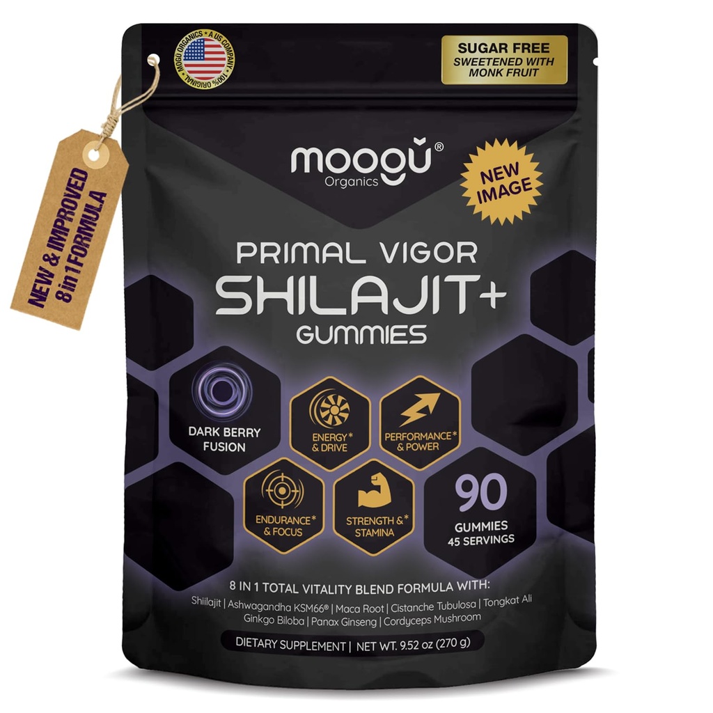 18.000mg Pure Himalayan Shilajit (90 Gummies) Ashwagandha, 75% Fulvic Acid & 85 + Trace Minerals I Men, Kvinnor I Panax Ginseng, Rhodiola, Turmeric, Gingko Biloba, Cordyceps, Stinging Nettle.