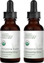 USDA Organic Potassium Iodide 250 mcg Liquid Supplement 2-Pack (1-År Supply) - Stöder Thyroid Gland och hjälper Exponering och låga nivåer av jod - Mer biotillgängliga än tabletter, piller - 1 Fl Oz