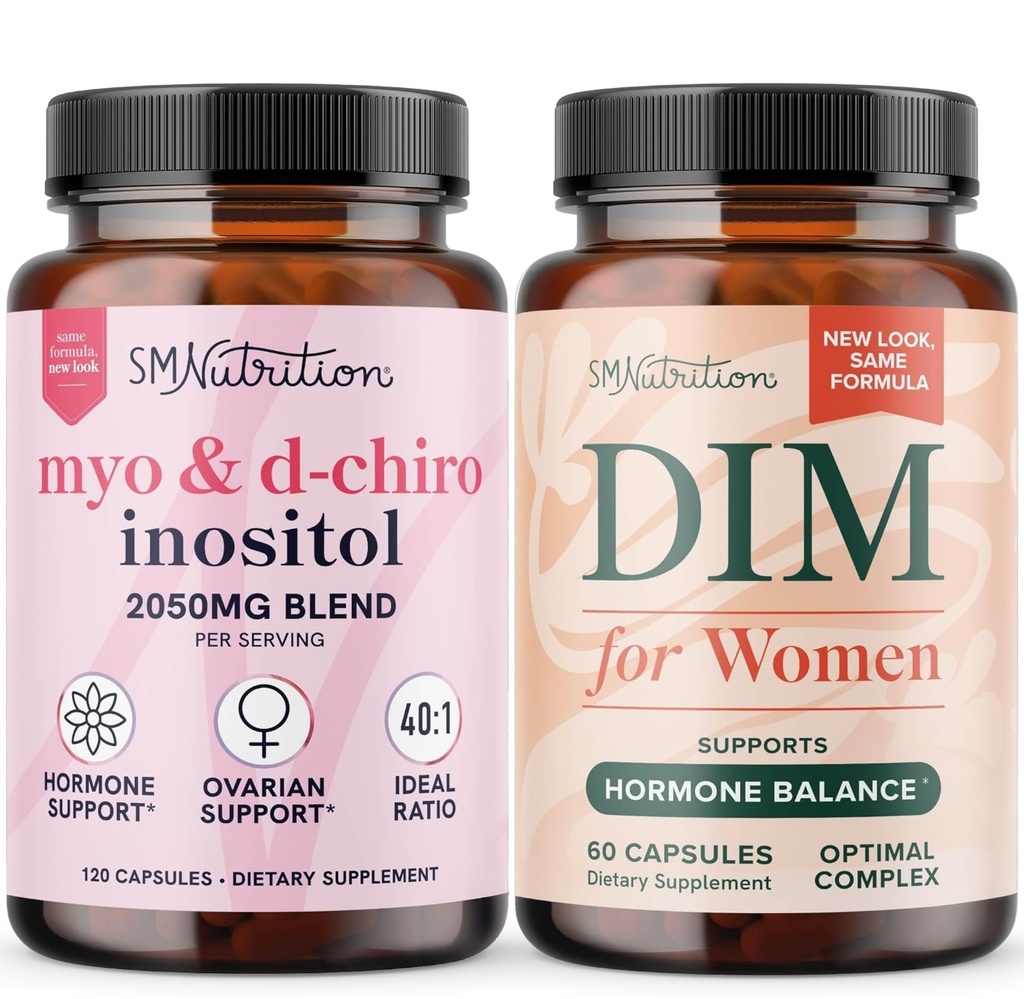 SMNutrition Women's DIM Supplement & Myo-Inositol & D-Chiro Inositol | Hormon Balance Bundle med 40:1 Ratio (30 portioner) och 250mg DIM Supplement for Women Complex (60 portioner)