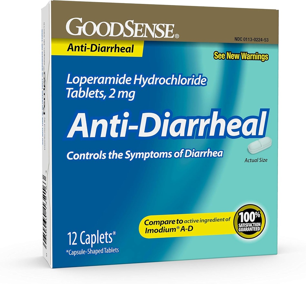 GoodSense Loperamid Hydrochloride tabletter, 2 mg, Anti-Diarrheal, 12 greve