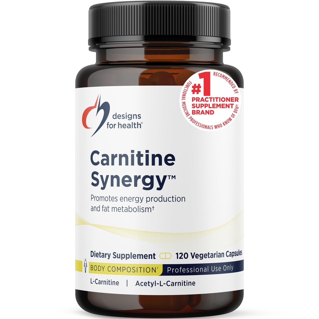 Design för hälsa karnitinsynergi - 400mg L-karnitin (från karnitintartrat) + 100mg acetyl L-karnitinpiller - icke-GMO + Vegetariskt tillskott (120 kapslar)