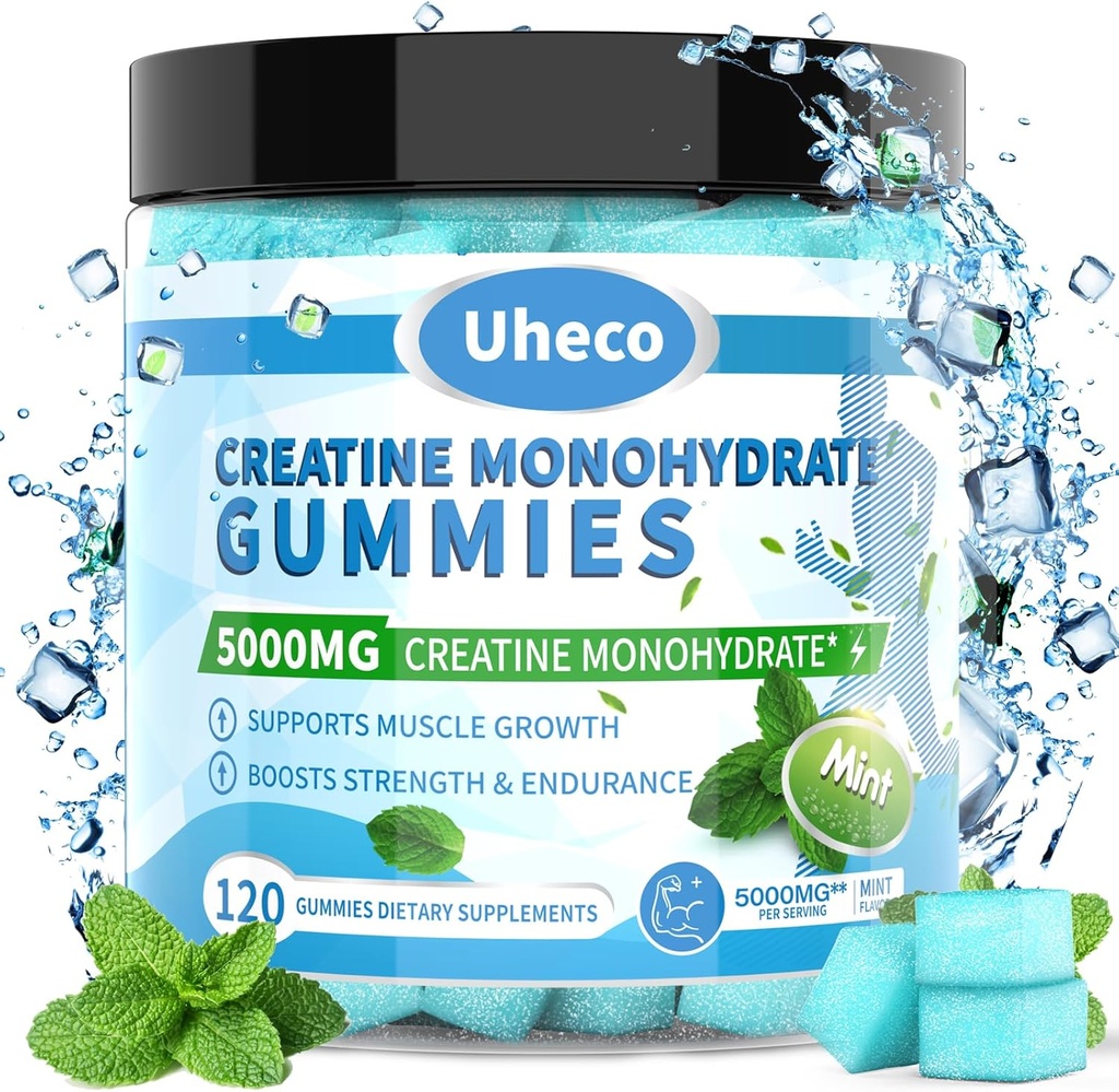 Mint smakkreatinmonohydrat Gummies 5000mg för män och kvinnor, innehåller L-Taurin + Vitamin B12, Betaine, L-Citrulline för muskelstyrka, förbättrad träningsuthållighet -115 greve