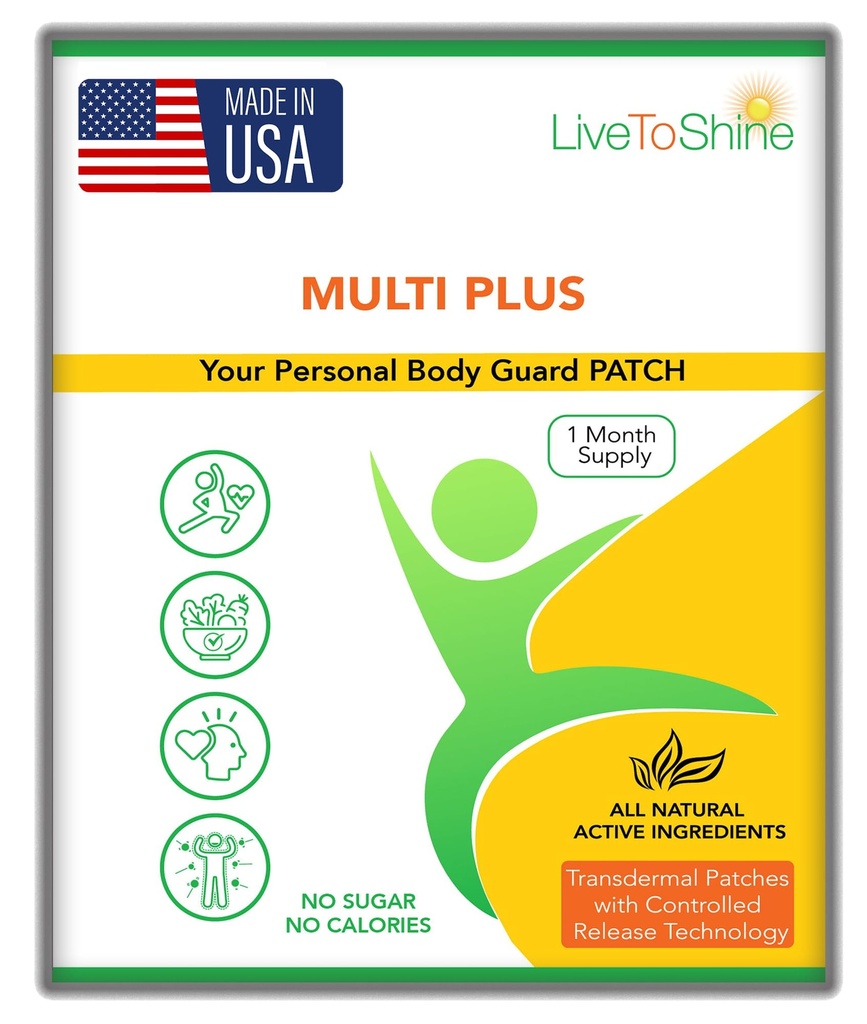 Live To Shine Multi Plus Topical Patch - USA Made - 30 dagars leverans för kvinnor och män