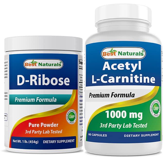 Bästa Naturals D-Ribose pulver 1 pund & acetyl L-karnitin 1000 mg