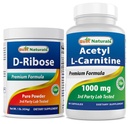 Bästa Naturals D-Ribose pulver 1 pund & acetyl L-karnitin 1000 mg