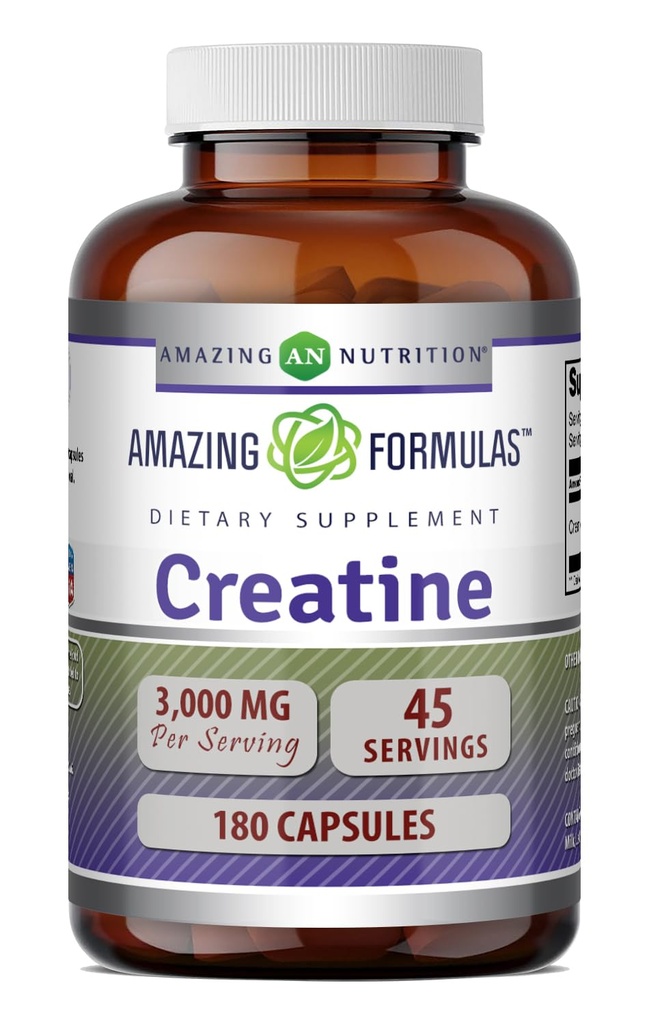 Fantastiska formler Kreatin Monohydrat Amino Supplement | 3000 Mg per portion | 180 kapslar | Icke-GMO | Glutenfri | Tillverkad i USA