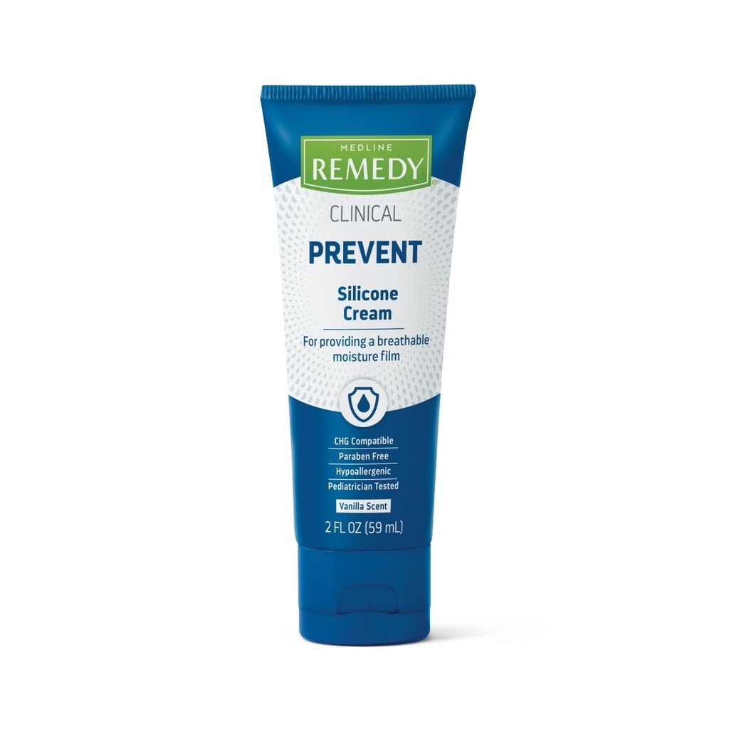 Medline Remedy Clinical Silicone Cream (2 oz Tube), Vanilla Scent, Breathable Film, Soothing, Moisturizing, Nourishing, Hydrating Skin Care, För Cracked, Chapped, Sensitive Skin