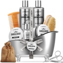 Mens gåvor, Sandalwood Beard Grooming Kit, Mens Grooming Kit för pojkvän pappa, honom, 11pc skägg Straightener för män skäggvård, skäggtillväxt och trimming present, skäggväxande olja & mer