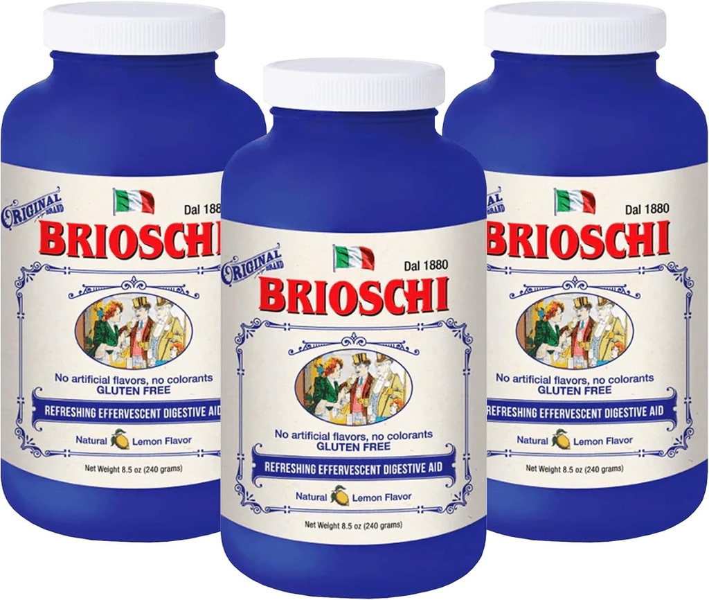 Brioschi italiensk citron smaksatt Effervescent Heartburn, Upset Stomach, Acid Indigestion, 8,5 oz Bottle (Pack of 3)