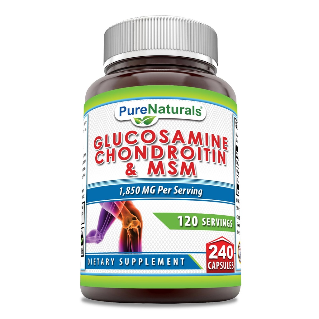 Rena Naturals Glukosamin Chondroitin + MSM Supplement | 1850 Mg | 240 kapslar | Icke-GMO | Glutenfri | Made in USA