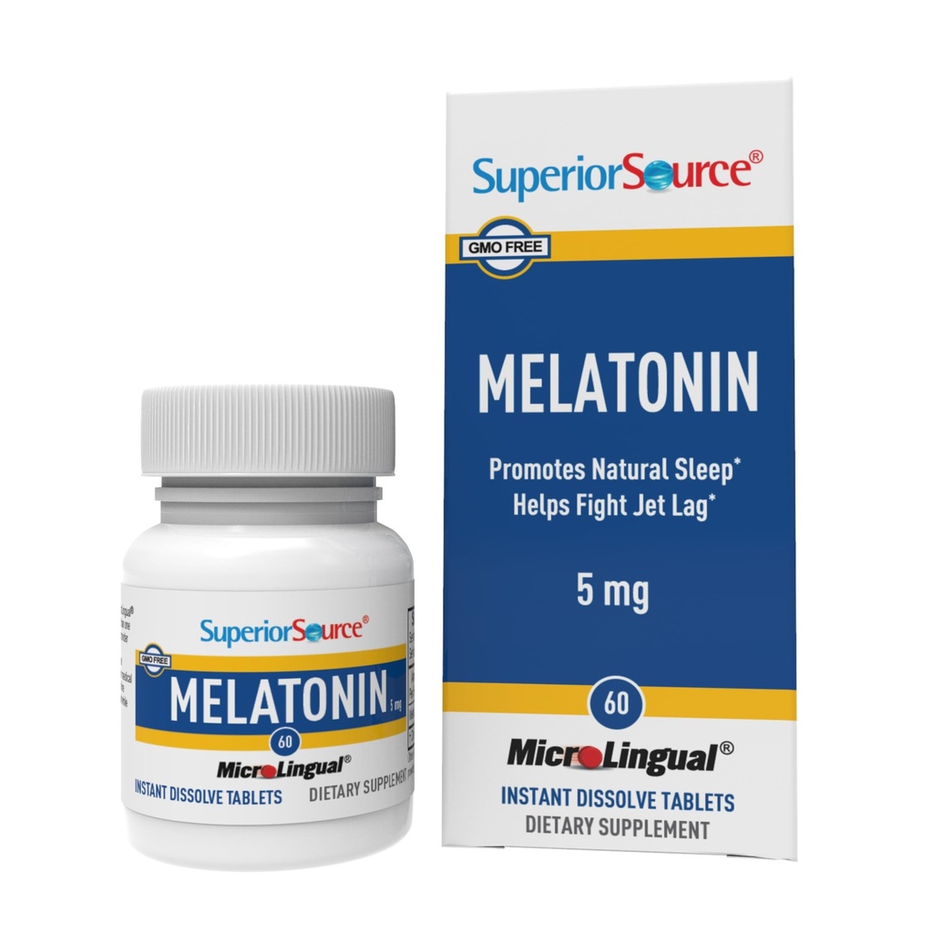 Superior Source Melatonin 5 mg - Hälsosam sömnstödstillägg för vuxna - Melatonin Formel med kamomillhjälpmedel Relaxation & Restful Sleep - 60 Sublingual Dissolving Tablets