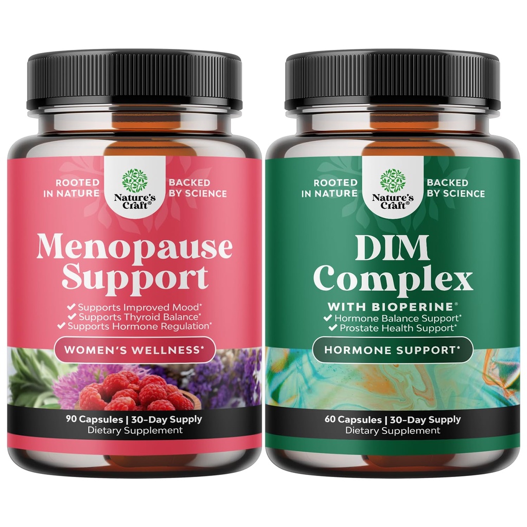 Bundle of Total Menopause Supplement - Hot Flashes Relief - Dong Quai Vitex Chaste Berry och Black Cohosh och Pure DIM med Bioperine - Diindolylmethane Testosterone Complex med Broccoli Florets