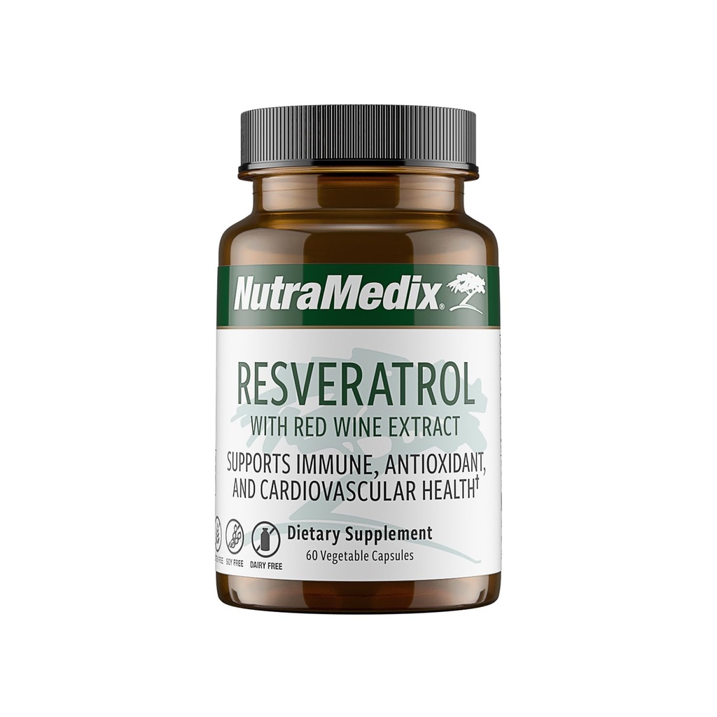 NutraMedix Resveratrol Capsules - Bioavailable Antioxidants Supplement från Red Wine Extract + Grape Skins - 200mg japansk Knotweed för Immune & Cardiovascular Support (60 kapslar)