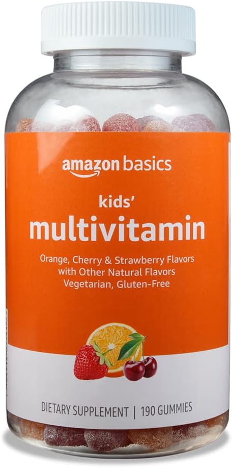 Grundläggande barns multivitamin, 190 gummies, orange, körsbär och jordgubbar (tidigare solimo)