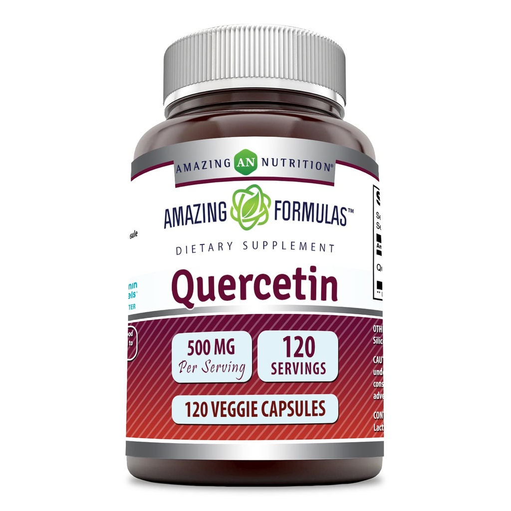 Fantastiska formler Quercetin 500mg 120 Veggie Capsules Supplement - Non-GMO - Gluten Free - Stöder övergripande hälsa och välbefinnande