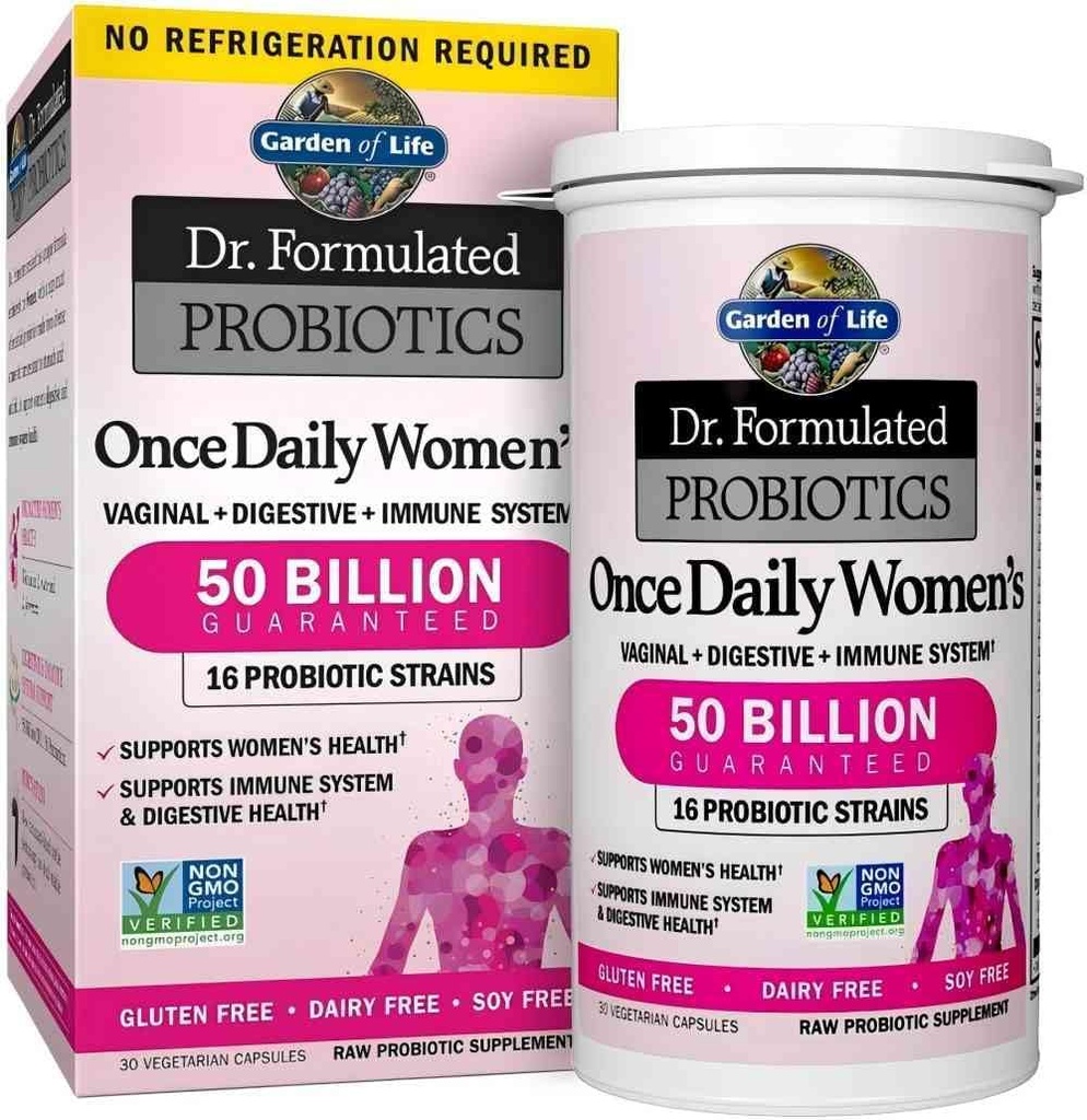 30 kapslar En gång daglig Dr Formulerad Probiotika för kvinnor 50 miljarder CFU 16 Probiotiska stammar med organisk prebiotika för Digestive, Vaginal & Immune Health, Dairy Free.