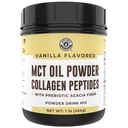 Keto MCT Oil Powder + Collagen + Prebiotic Acacia Fiber, Vanilla Flavor, 16oz. MCT Oil Powder från Coconuts. Grass Fed Collagen, Perfekt för Keto, 0 Net Carb, Stevia, Erythritol, Powdered Drink