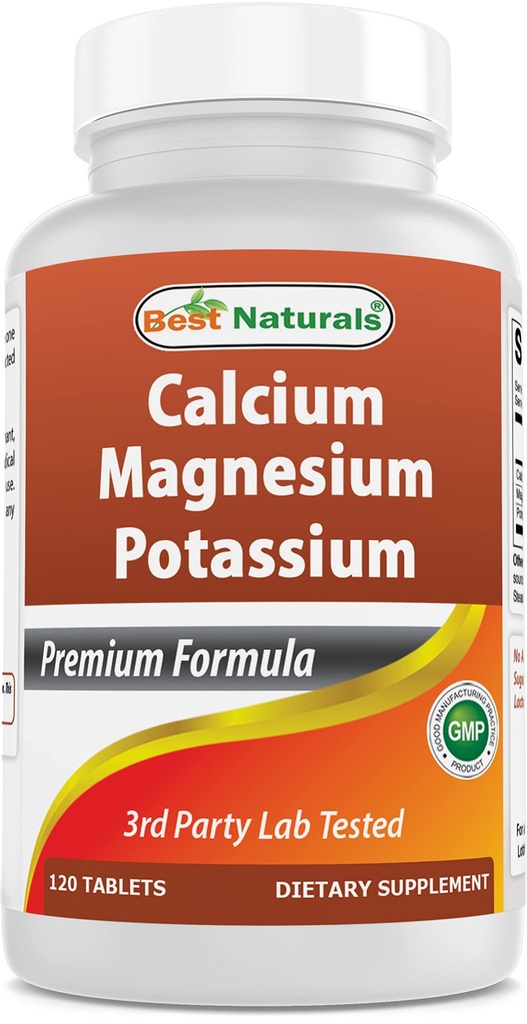 Bästa Naturals Calcium Magnesium Kalium - 120 tabletter - Non-GMO & Gluten Free