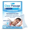 Nasal Strips Medium, Clear, 50 ct | Arbetar omedelbart för att förbättra sömnen, minska snarkning och lindra nasal trängsel på grund av förkylningar och allergier