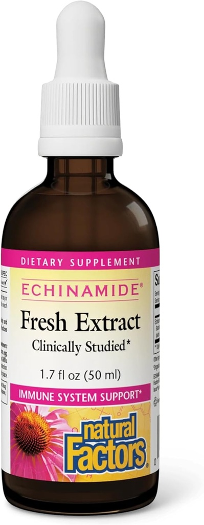 Naturliga faktorer - Echinamide Echinacea Fresh Herb Extract, Immune System Support, 30 portioner (1,7 oz)