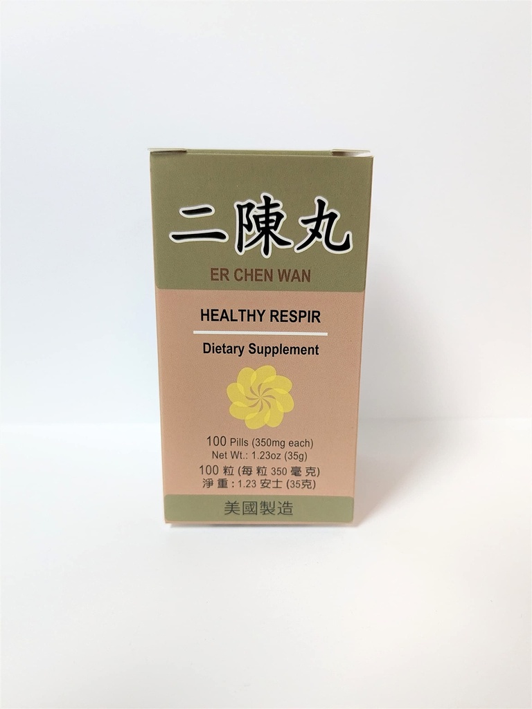 Lao Wei Healthy Respir - Er Chen Wan Herbal Supplement hjälper till Bronchial Function, Respiratory System 350mg 100 piller tillverkade i USA