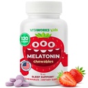 Kids Melatonin 1 mg Tuggbar med L theanin, Chamomile och Lemon Balm Extract Tablets - Natural Berry smak - för att hjälpa till att falla och sova - för barn - 120 Chewables