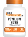BulkSupplements.com Psyllium Husk Capsules - Psyllium Supplement, Psyllium Husk Fiber - Vegan & Gluten Free, 240 Veg Capsules (Pack of 1)
