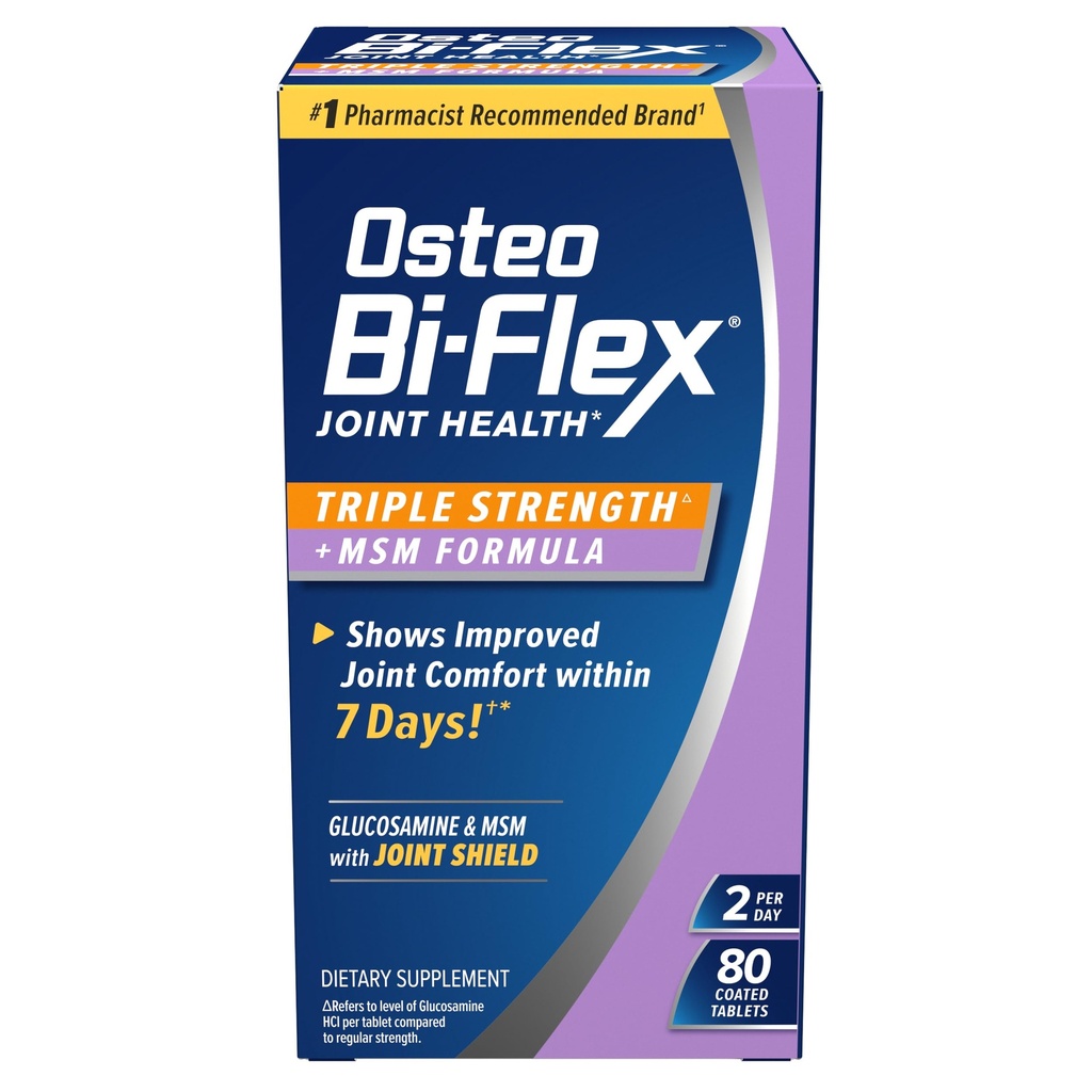 Osteo Bi-Flex Triple Strength(5) med MSM, Glukosamin Joint Health Supplement, Coated Tablets, 80 Count