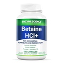 Enzym Science Betaine HCl med Pepsin - Tillägg för låg magsyra - Betaine Hydrochloride Supplement - Digestive Enzymes - Enzimas Digestivas - 120 kapslar