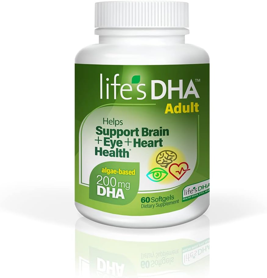 Livets DHA All-Vegetarian DHA Dietary Supplement stöder en hälsosam hjärna, ögon och hjärta, icke-GMO från hållbar växtkälla 200 mg DHA Omega-3 60 Softgels