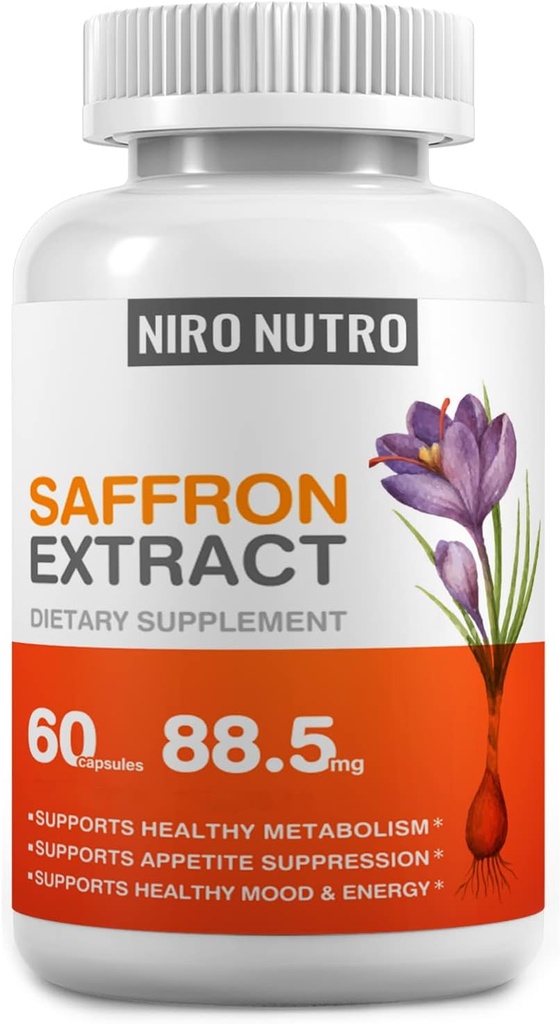 Saffron Supplements, Organic Saffron Extract Capsules for Eyes & Heart Health, Appetite Suppressant for Weight Loss Women, Supports Immune System, Metabolism Booster, Non-GMO