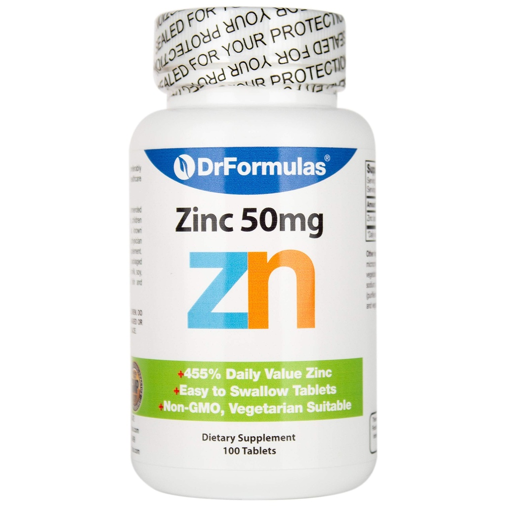 DrFormulas Zink för Acne 50mg Supplement med Chelated Zinc Oxide Citrate, 100 Day Supply (Tablets Not Lozenges, Gluconate eller Picolinate)