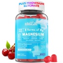 Magnesium Gummies 400mg | som 8 Forms of Magnesium Glycinate, Malate, Citrate, Taurate, Oxide och mer | med Ashwagandha Extract, D3 & B12 Supports for Calm, Zzz, Mood, Muscle Cramp - Vegan 60 Cts