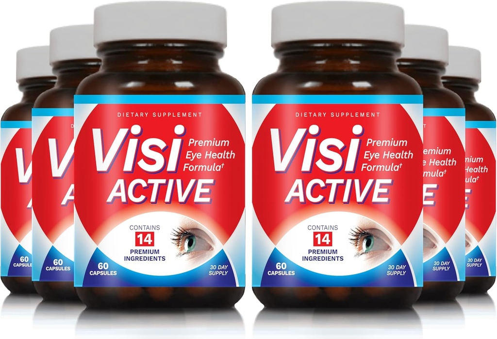 Vision Support Supplement - Eye Health Formel med L-Tartrate, Resveratrol, Blueberry Extract, Vitamins A, C, D & 11 Ingredienser för Vision Support - 60 kapslar / flaska - 6 Pack