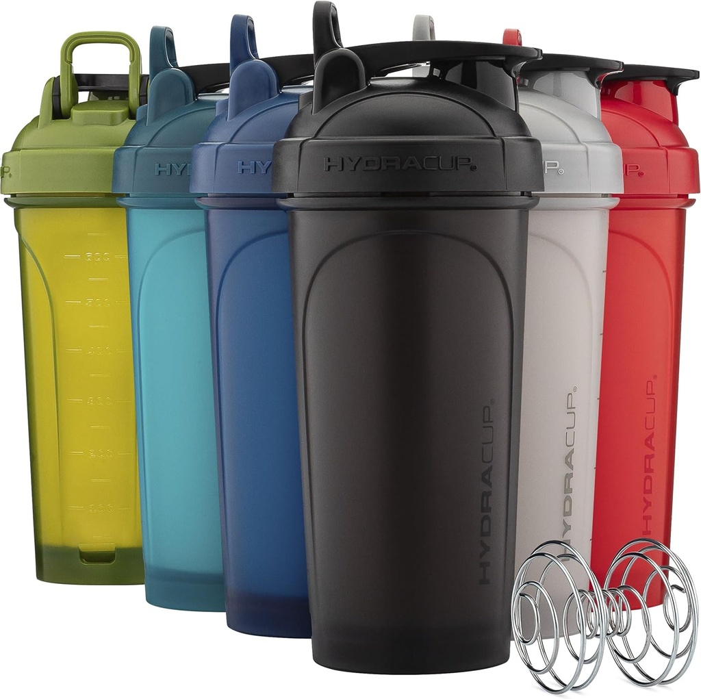 Hydra Cup ProFlow Shaker Bottles 6-Pack (28oz) | Protein Shaker Cups med Whisk Ball, Leak-Proof Lid, Hidden Carry Handle | BPA-Free Gym Mixer för Protein Powder, Mixing Supplements, Fresh Colors