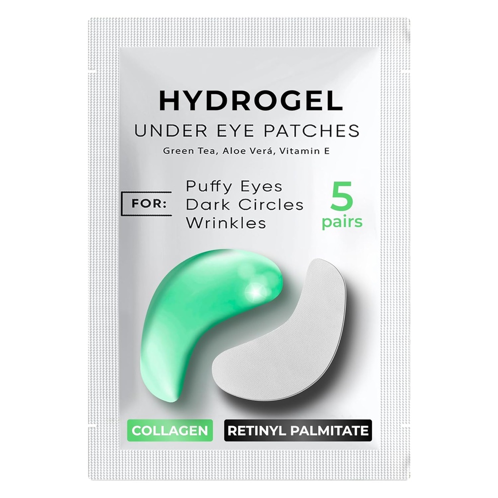 Under Eye Patches för mörka cirklar, Puffiness 5 PAIRS - Mörka cirklar under ögonbehandling - Under Eye Mask Gel - Under Eye Gel Patches för Puffy Eyes - Green Tea, Collagen Eye Patches - Under Eye Pads