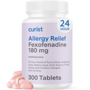 Curist Fexofenadine Hydrochloride 180mg (300 tabletter) - 24 HR Antihistamin Allergy Relief tabletter (300 greve) All Day Strength Generic Fexofenadine Bulk Non Drowsy Allergy Relief