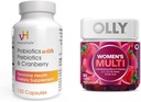 vH väsentliga Probiotika med prebiotika och Cranberry Feminine Health Supplement - 120 kapslar och OLLY Women's Multivitamin Gummy, Berry, 90 Count Bundle