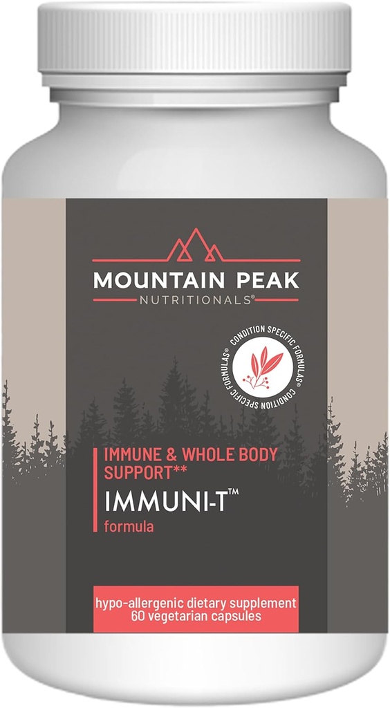 Mountain Peak Nutritionals Immuni-T - Hjälper till att stödja andnings- och immunsystemet - Zink, vitamin A, vitamin C och vitamin B6 - Hypoallergen kosttillskott (60 vegetariska kapslar)