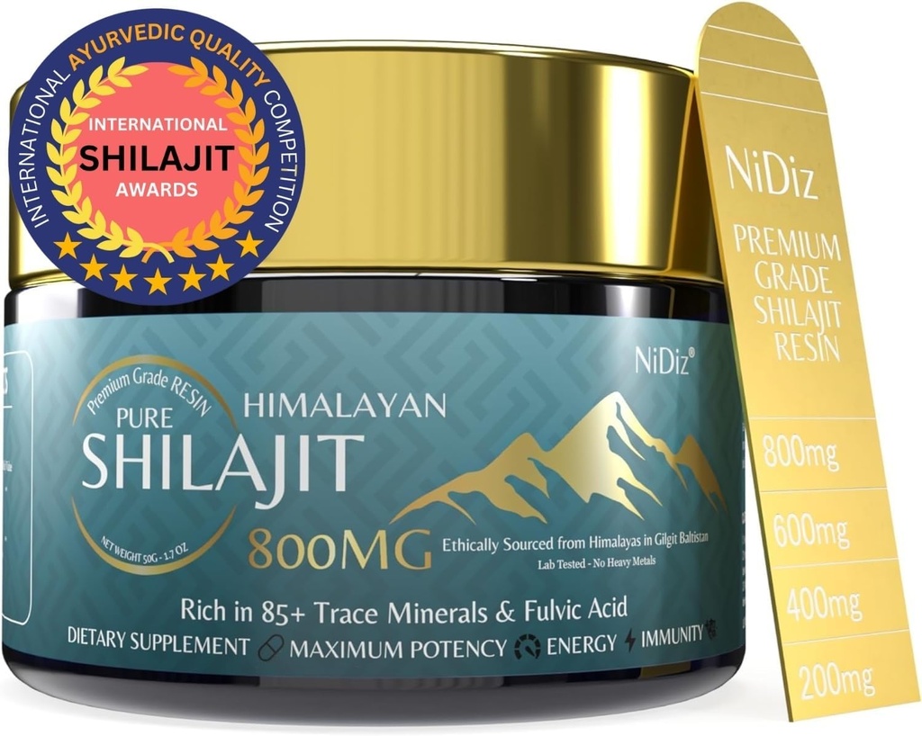 100% ren Shilajit Resin, 800MG 5-i-1 naturliga ayurvediska örter, 50 g