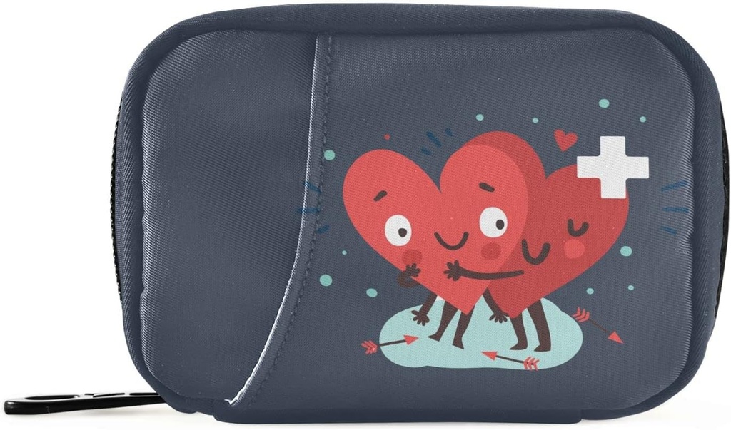 Naanle Pill Organizer Heart med Cross Pill Box 7 Day Pill Case Bag Travel Pill Organizer Bag med Zipper Portable Weekly Case Compact Size för Vitamin Supplement Holder