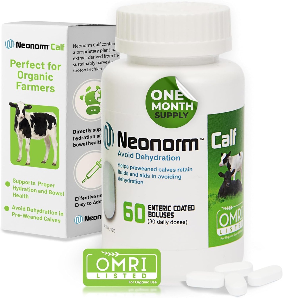Jaguar Animal Health Neonorm Kalv - Enteric Coated Supplement Boluses for Proper Hydration & Bowel Health - Plant-Based Product for Pre-Weaned Calves (60 Count)